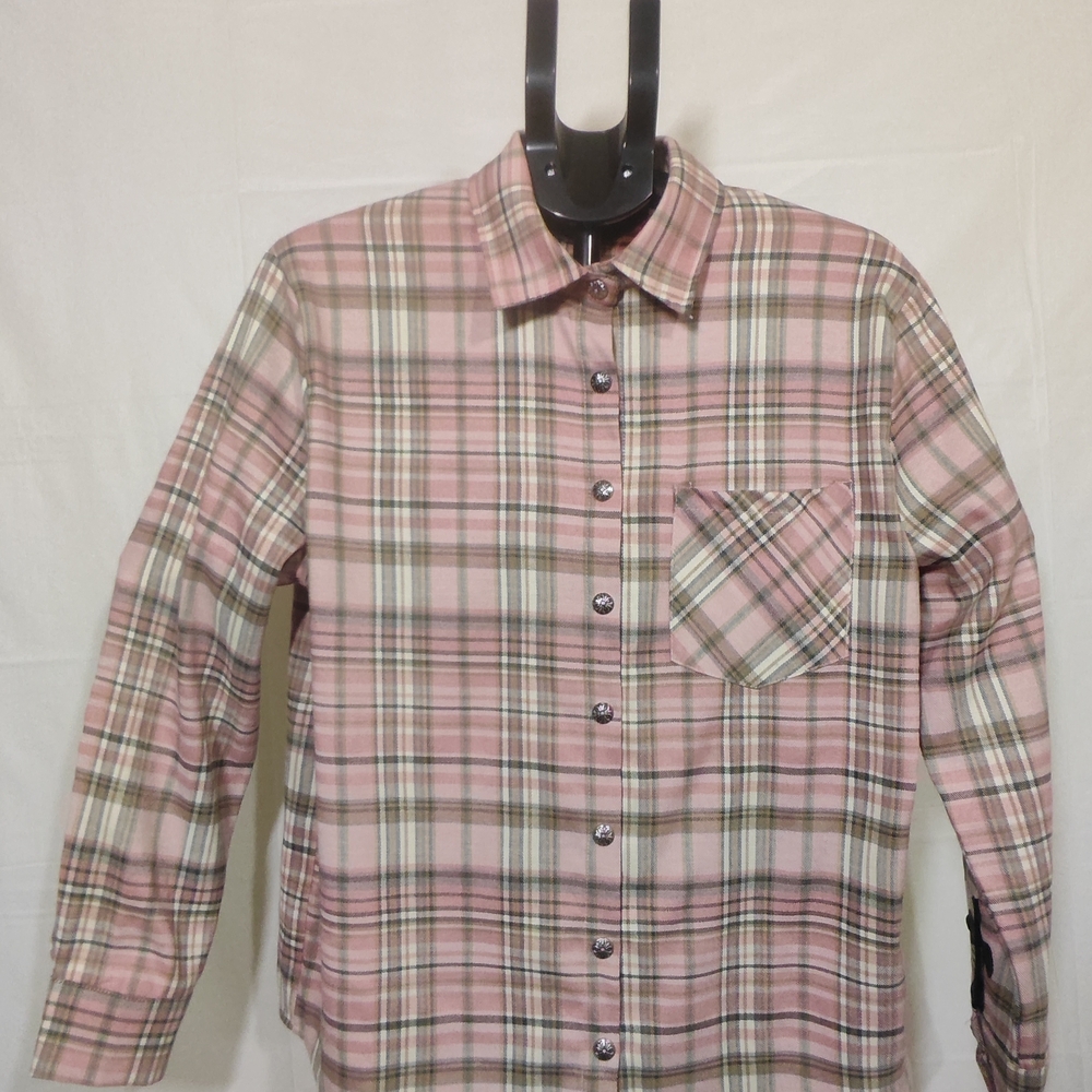 Chrome Hearts Pink and White Plaid Button-Down Shirt